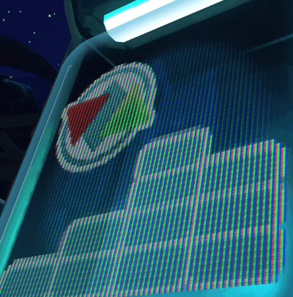 Slime Rancher's displays show stacked pixels when up close, but they smoothly fade away as we move back from the screen.